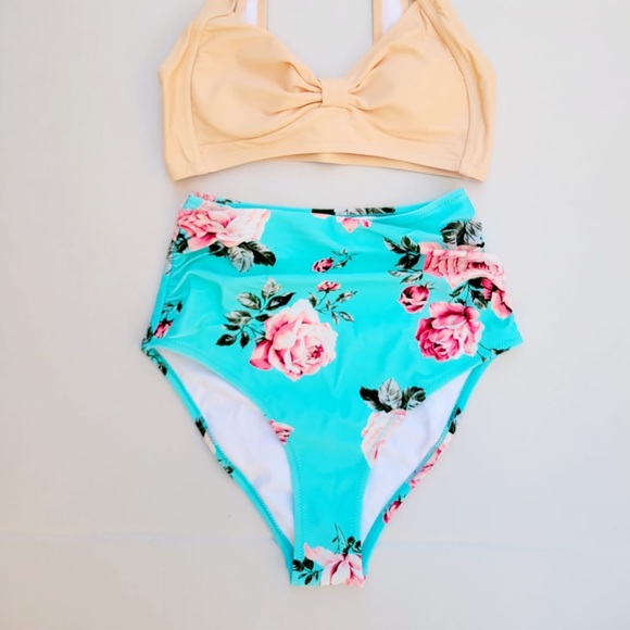 Cupshe Floral Print Knot Two Piece Swimsuit Size XS - Picture 3 of 8